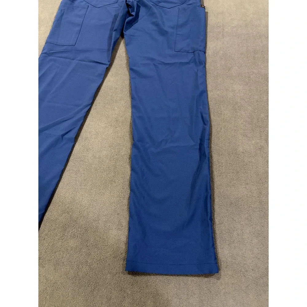 Jaanuu Cargo Scrub Pants Men XS Blue Stretch Drawstring Workwear Utility Pockets
